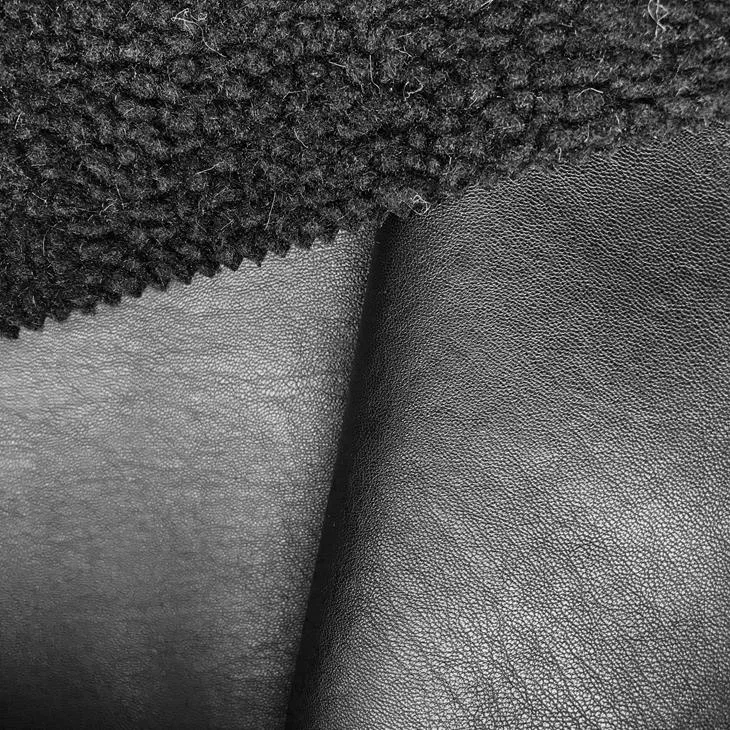 Black Pu With Fur Fabric